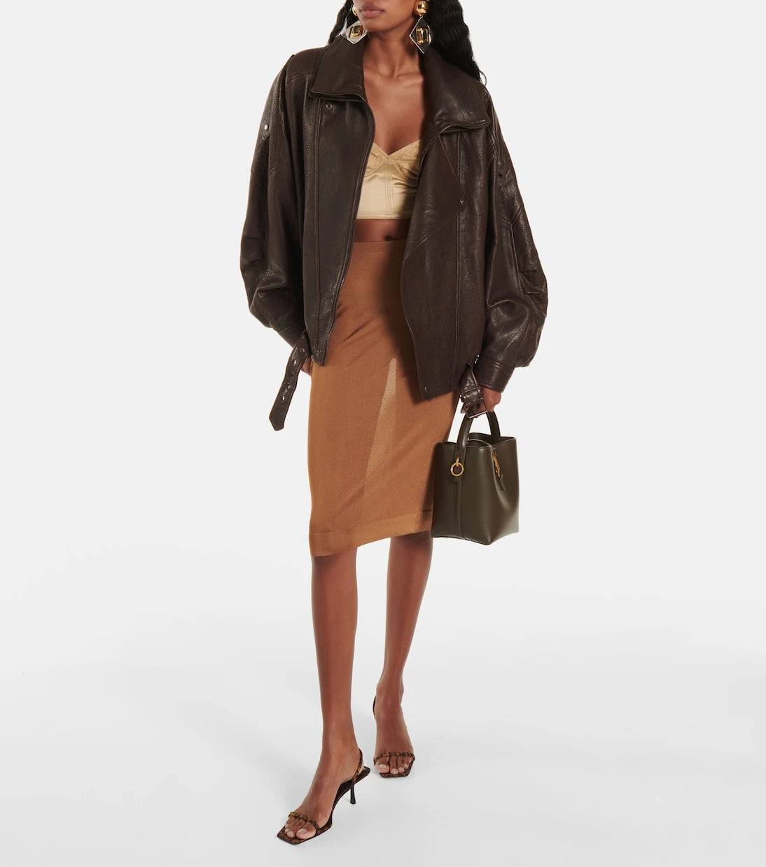 Saint Laurent - Oversized leather bomber jacket