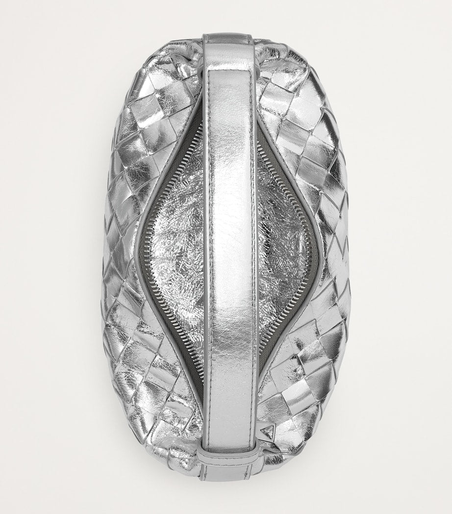 Bottega Veneta Silver Mini Lambskin Wallace Top-Handle Bag