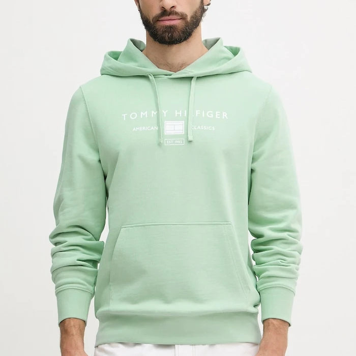Tommy Hilfiger kapüşonlu erkek pamuklu sweatshirt
