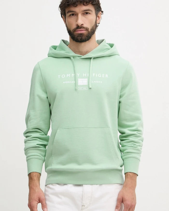Tommy Hilfiger kapüşonlu erkek pamuklu sweatshirt
