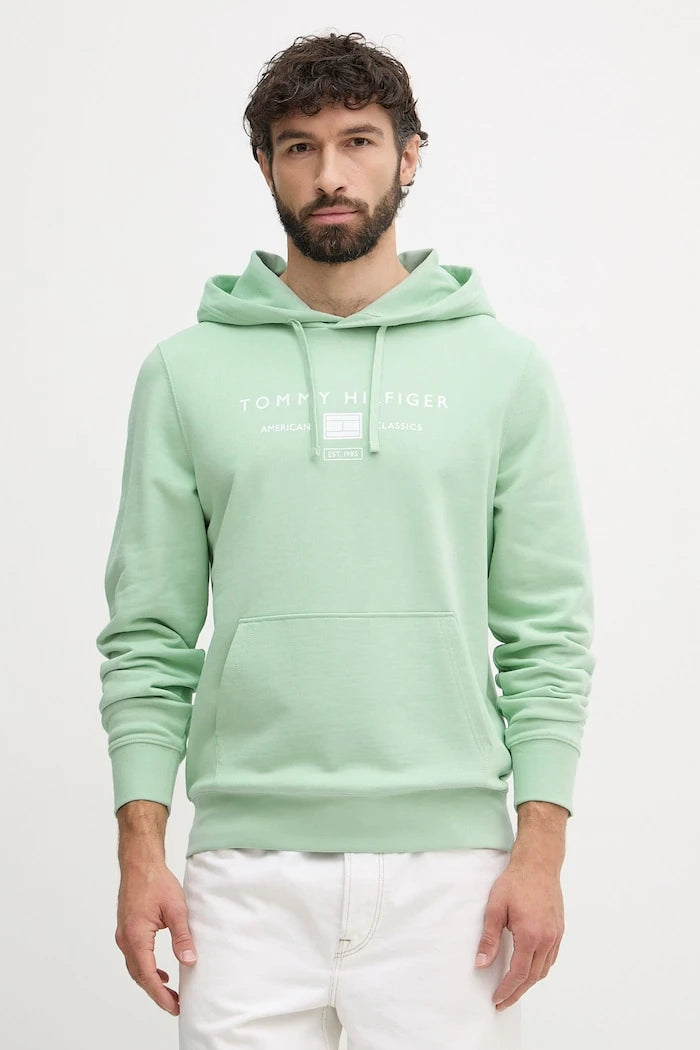 Tommy Hilfiger kapüşonlu erkek pamuklu sweatshirt