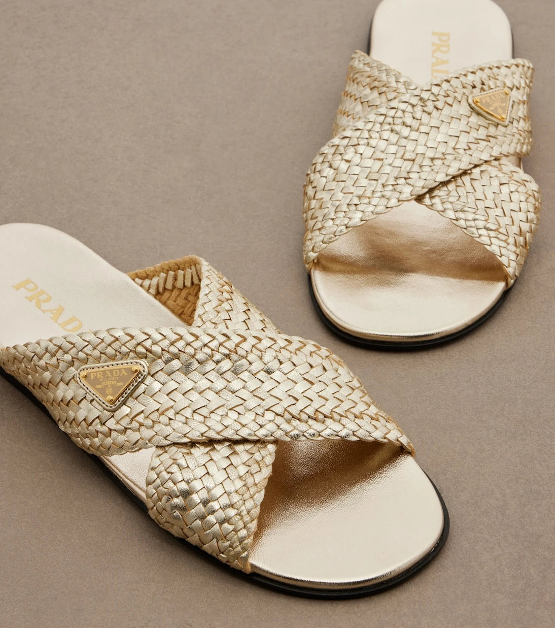 Prada - Woven leather slides