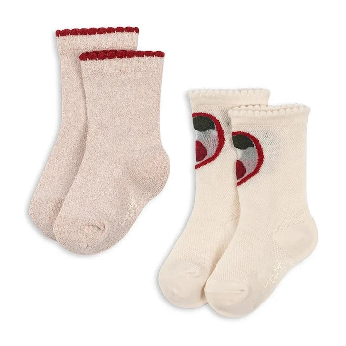 Konges Sløjd чорапи за деца 2 броя CHERRY ROSE SOCKS