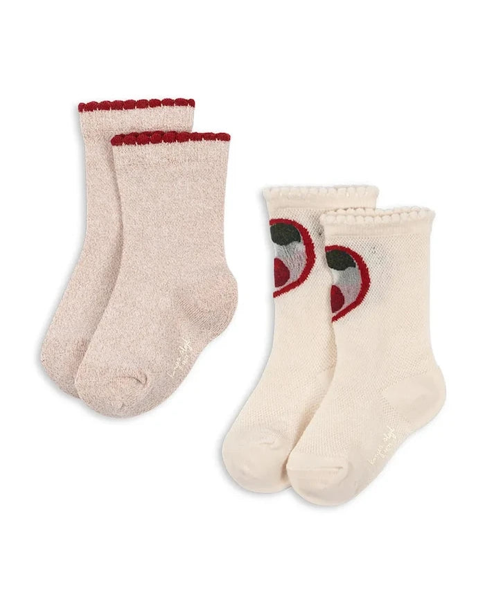 Konges Sløjd çocuk çorapları 2’li CHERRY ROSE SOCKS