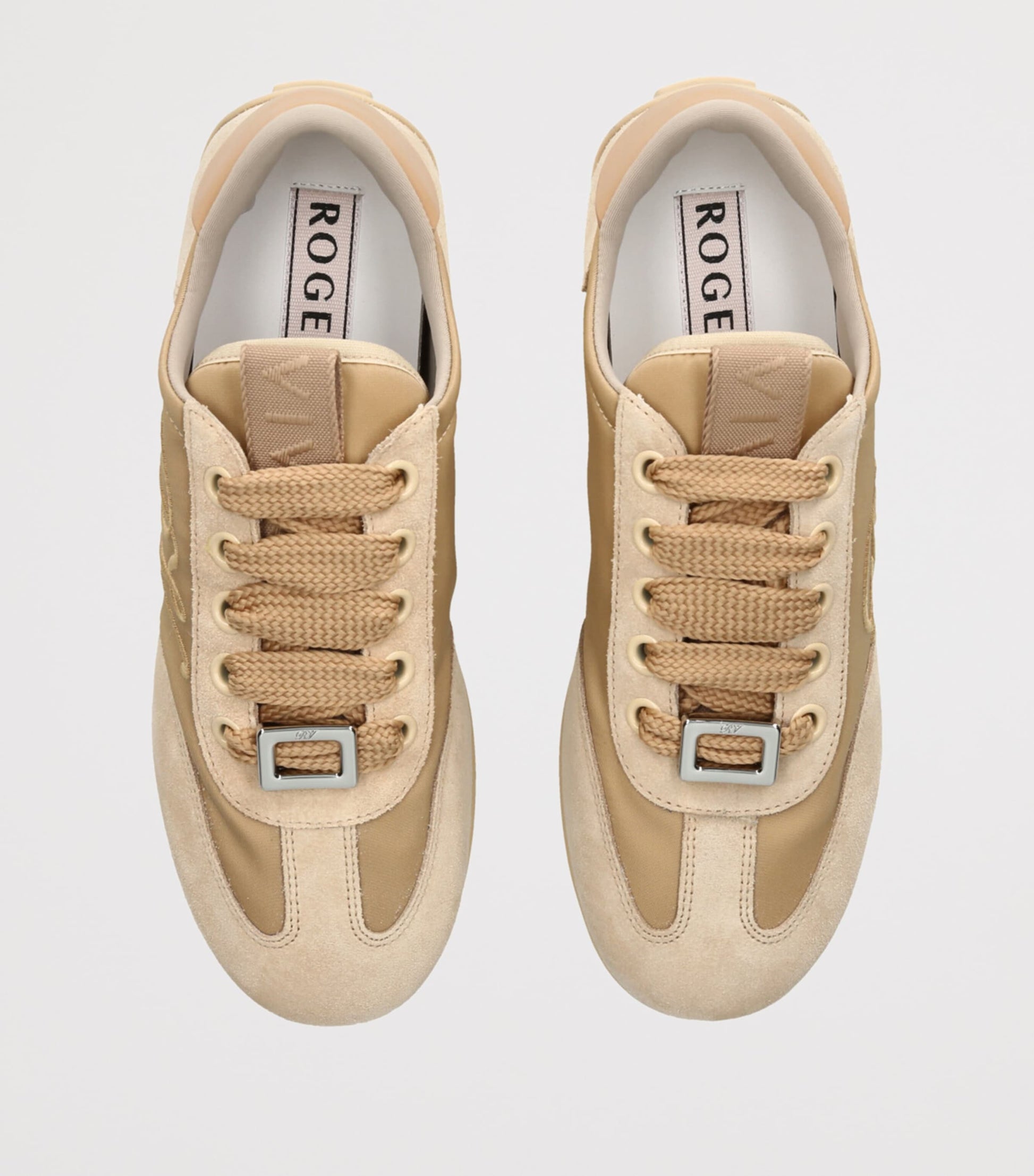 Suede-Satin Viv Low-Top Sneakers TAN