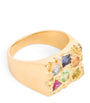 Gold and Sapphire Cottage Rose Garden Signet Ring