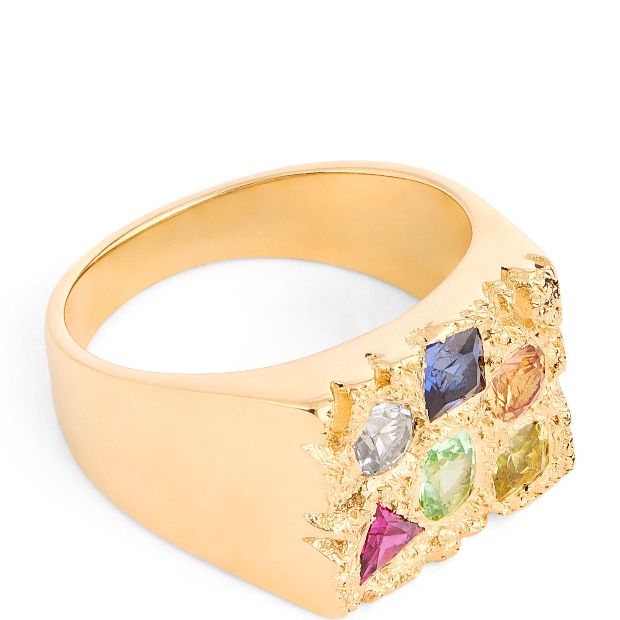 Gold and Sapphire Cottage Rose Garden Signet Ring