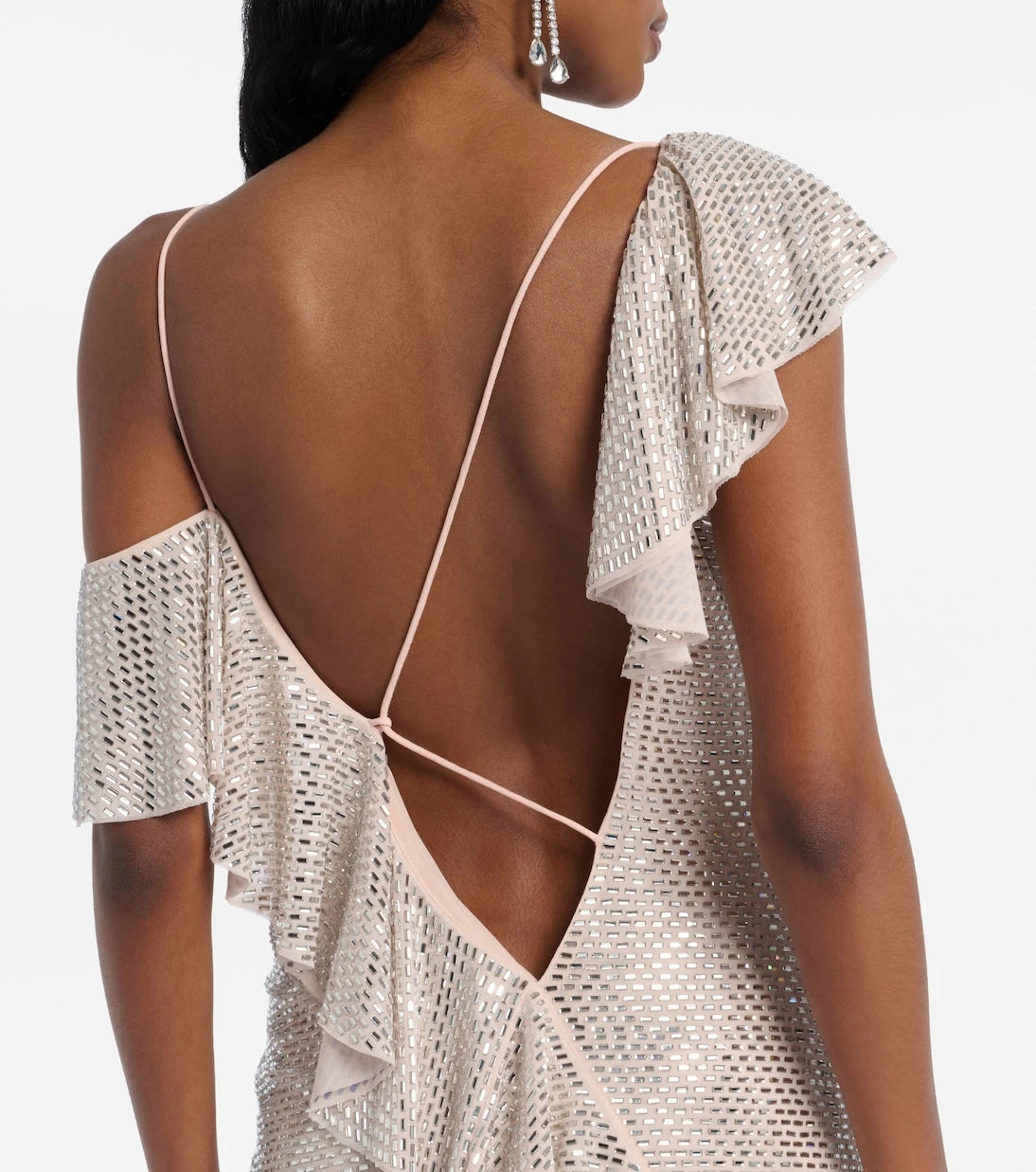 Self-Portrait - Draped rhinestone-embellished maxi dress