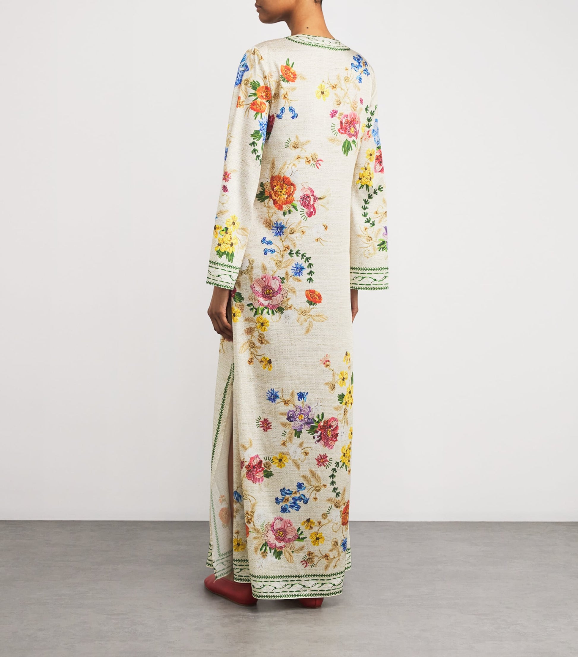 Satin Floral Collins Kaftan