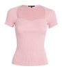 Pink Short-Sleeve Ribbed Top