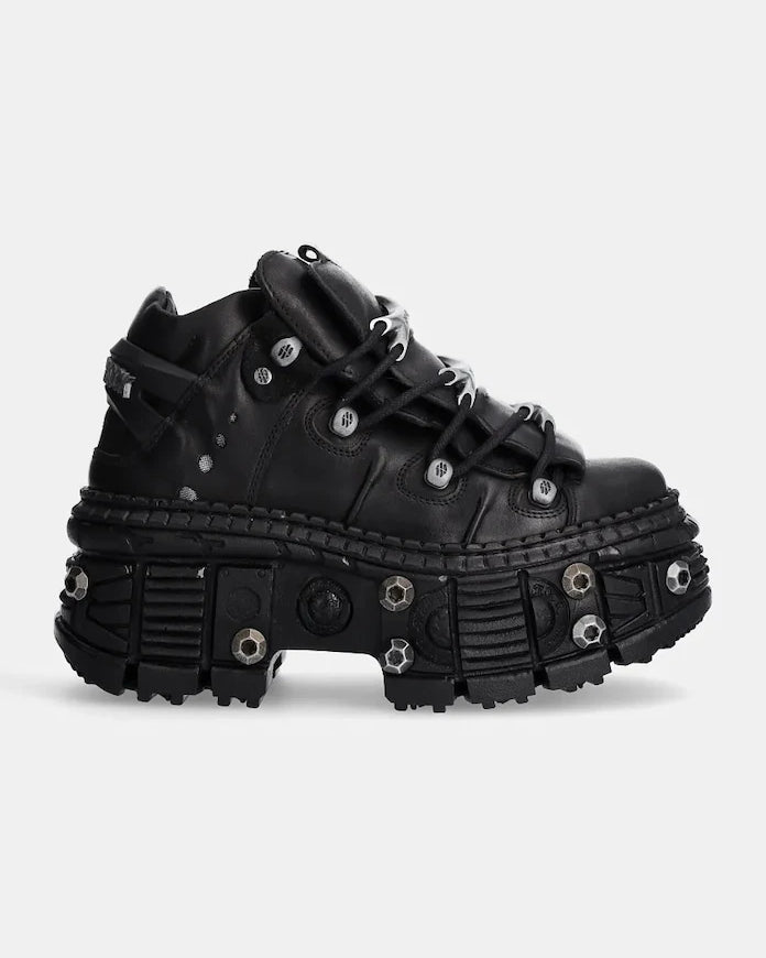 New Rock Crust Negro + Tank Casco Negro Deri Spor Ayakkabı