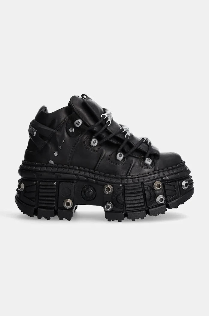 New Rock Crust Negro + Tank Casco Negro Deri Spor Ayakkabı