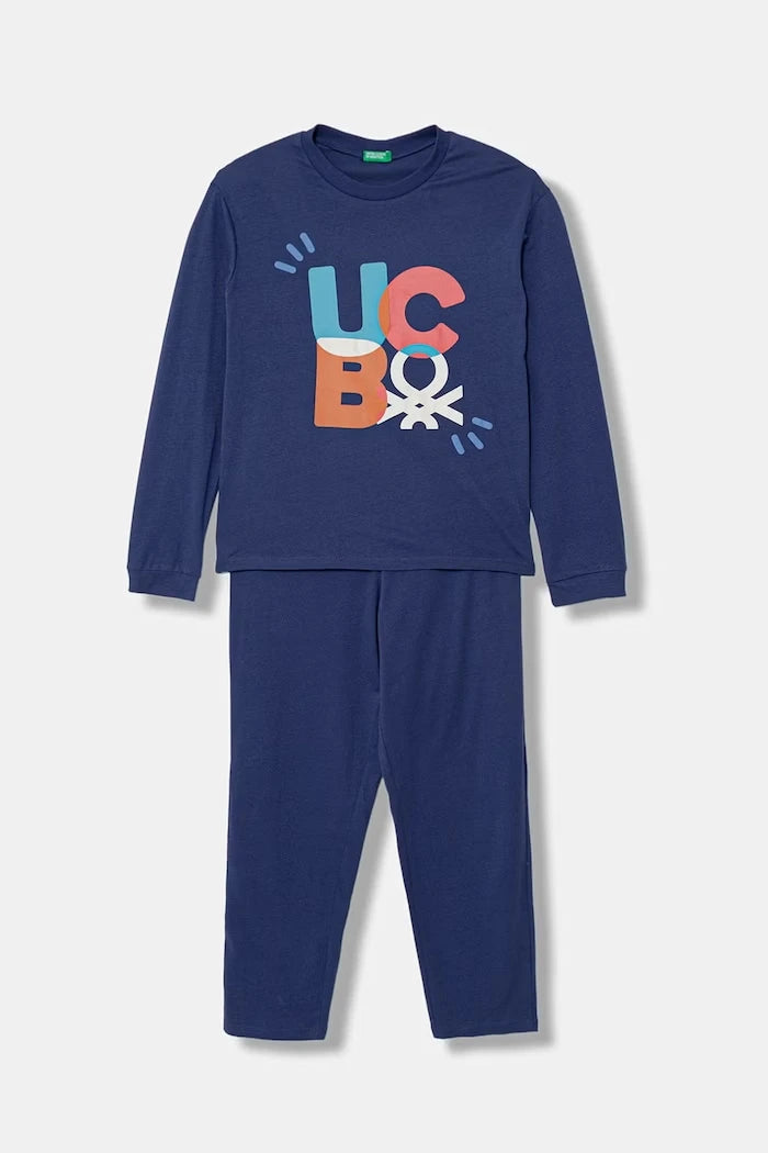United Colors of Benetton çocuklar için pamuklu iki parçalı pijama