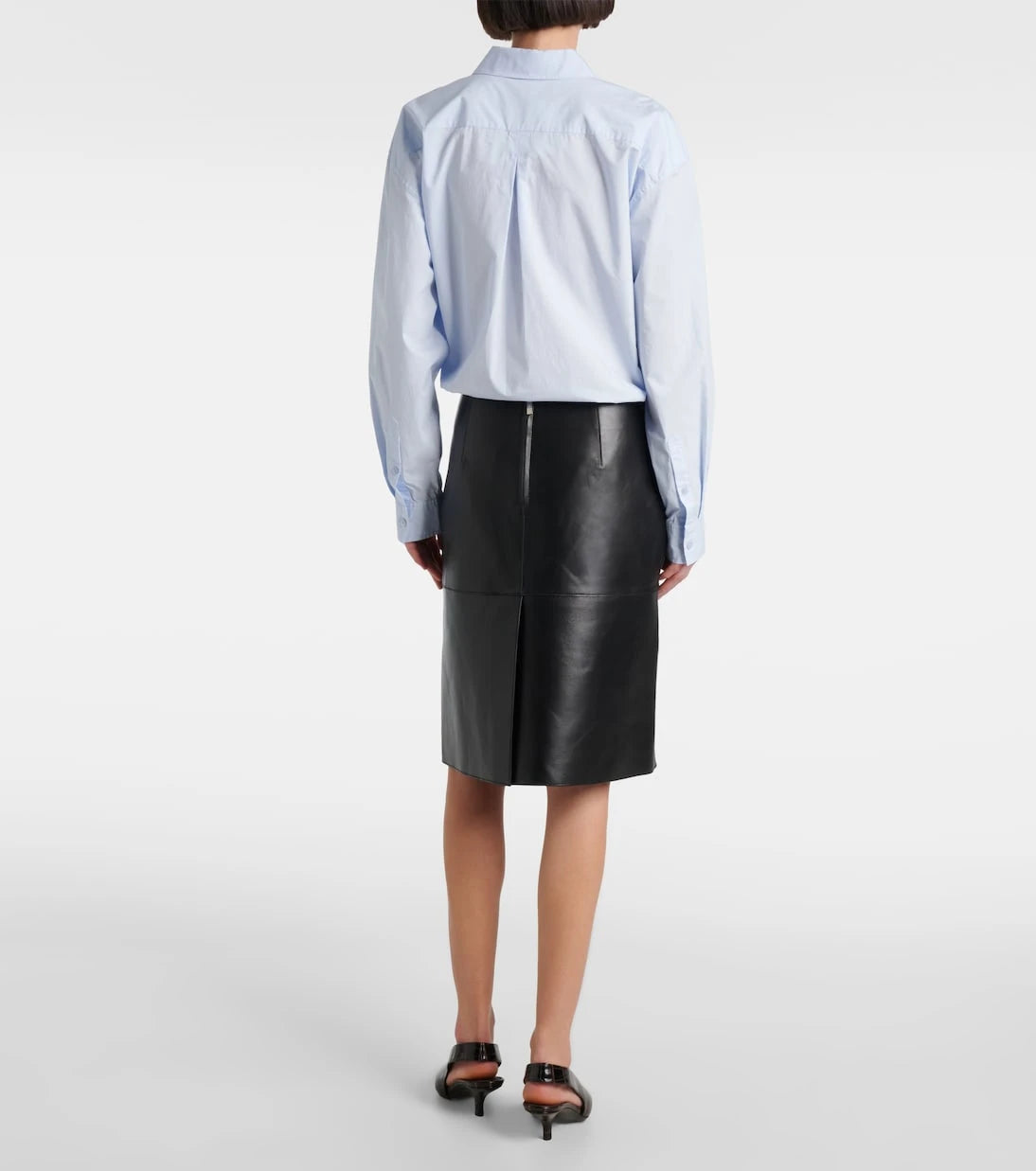 Toteme - Paneled leather midi skirt