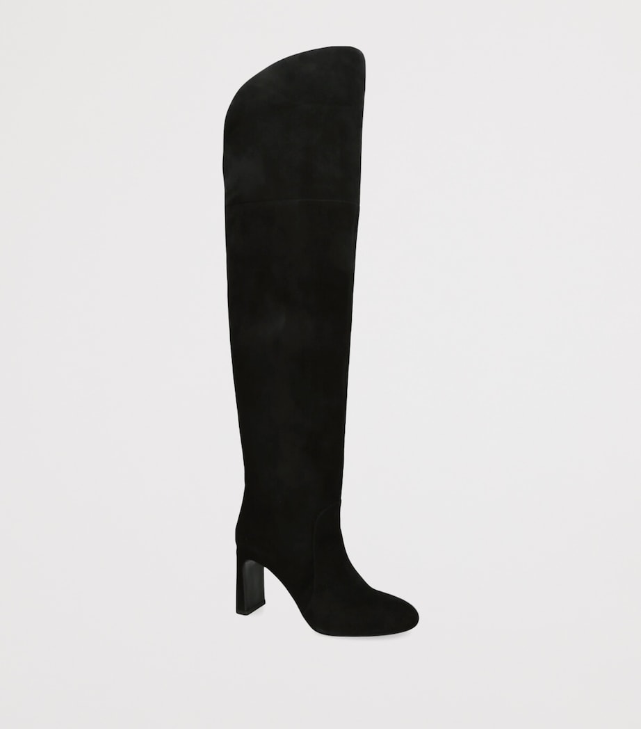 Stuart Weitzman Black Suede Babette Tubo Over-The-Knee Boots 85