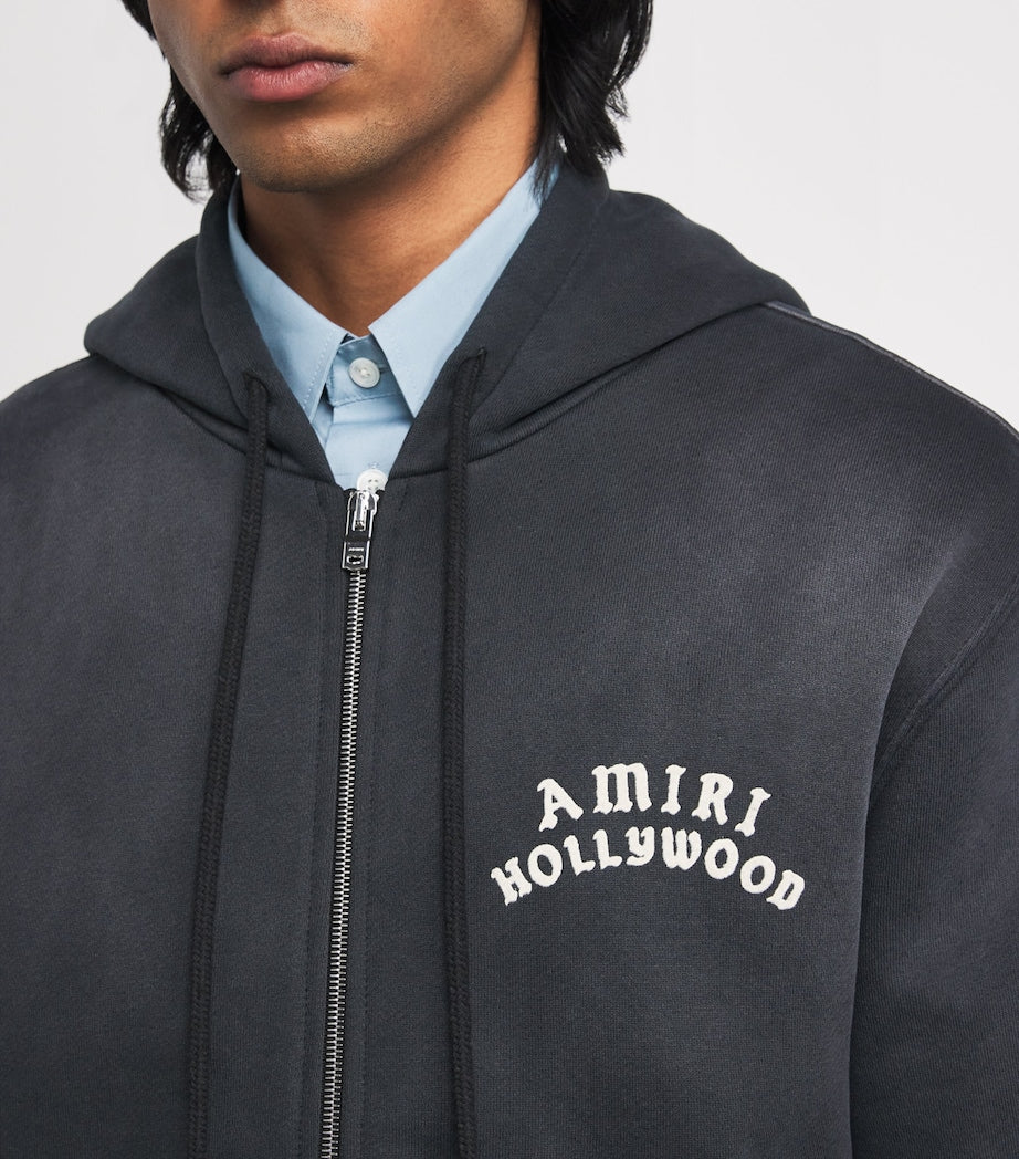 AMIRI Black Cotton Hollywood Zip Hoodie