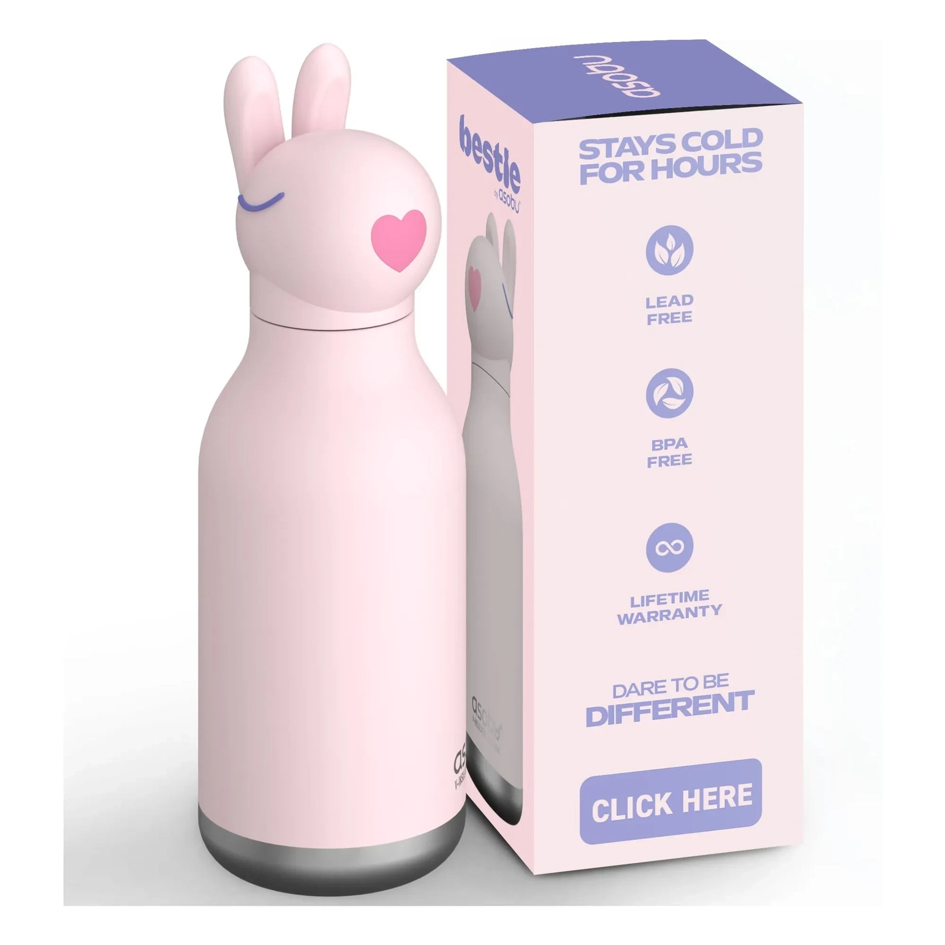 Asobu - Stainless steel bottle Rabbit | Pale Pink