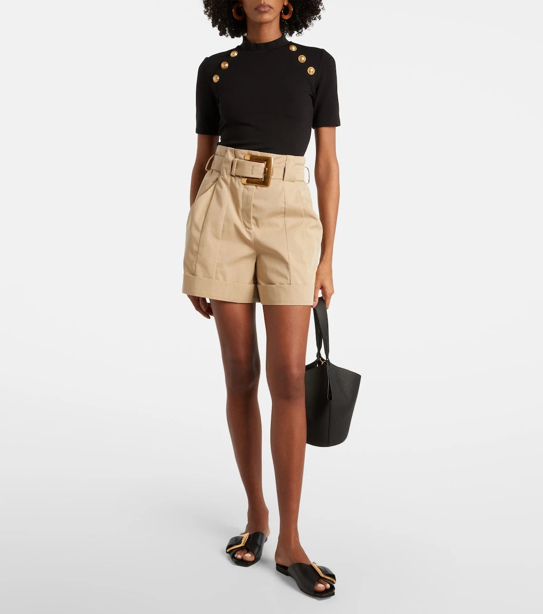 Balmain - Belted cotton gabardine shorts
