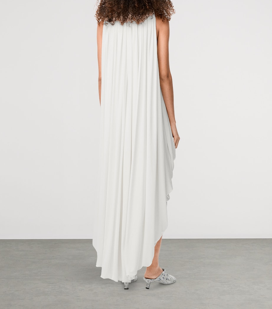 LOEWE White Silk Draped Mini Dress