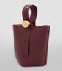 LOEWE Burgundy Mini Leather Pebble Bucket Bag