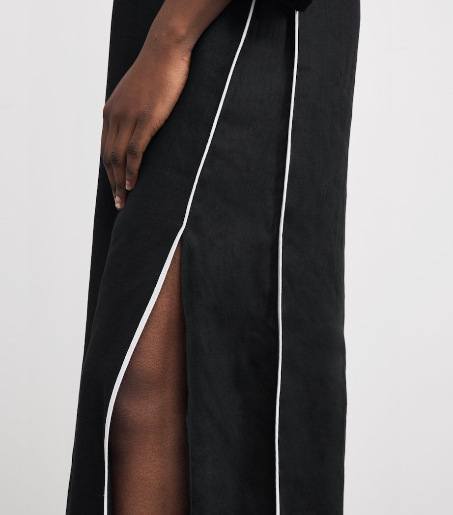 Tory Burch Multi Linen Silk-Trim Kaftan