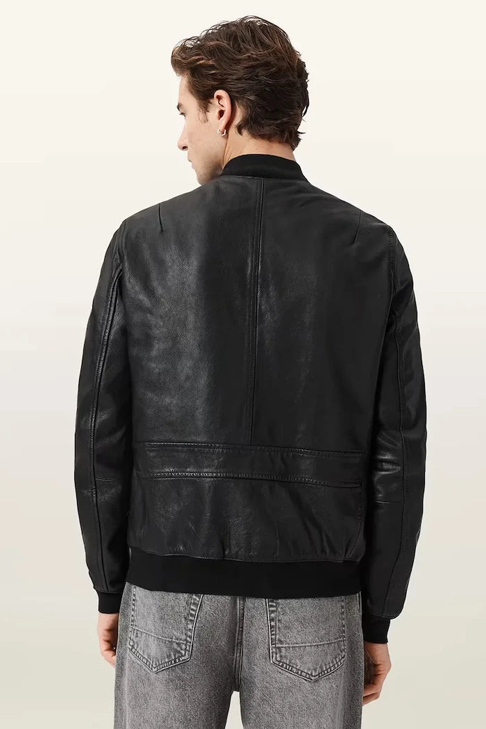 AllSaints яке бомбър мъжки от кожа MORTEN