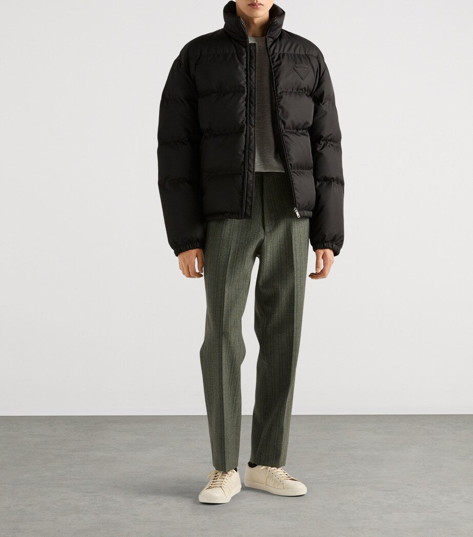 Prada Black Re-Nylon Logo Puffer Jacket