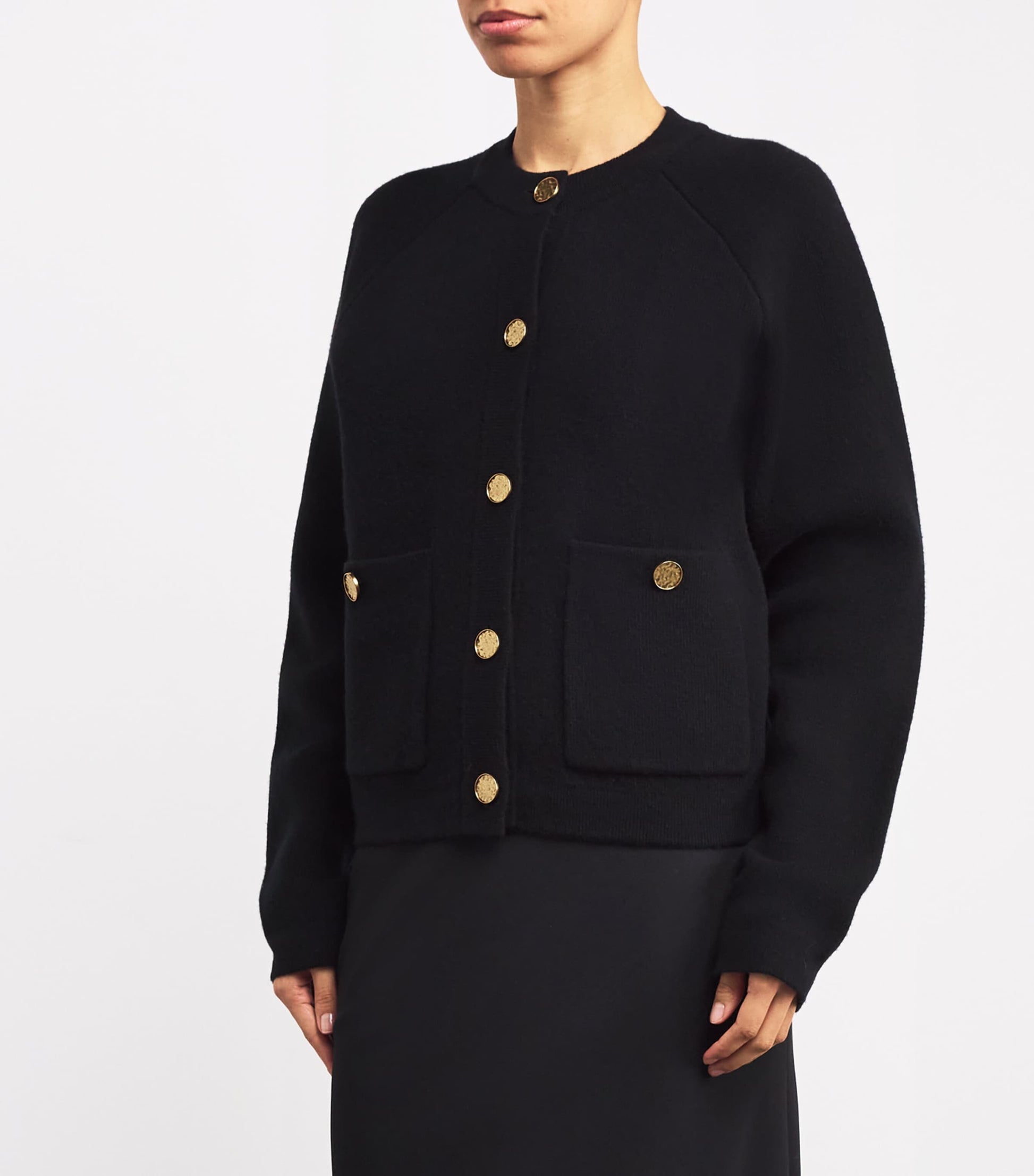 Toteme Black Wool-Blend Cardigan