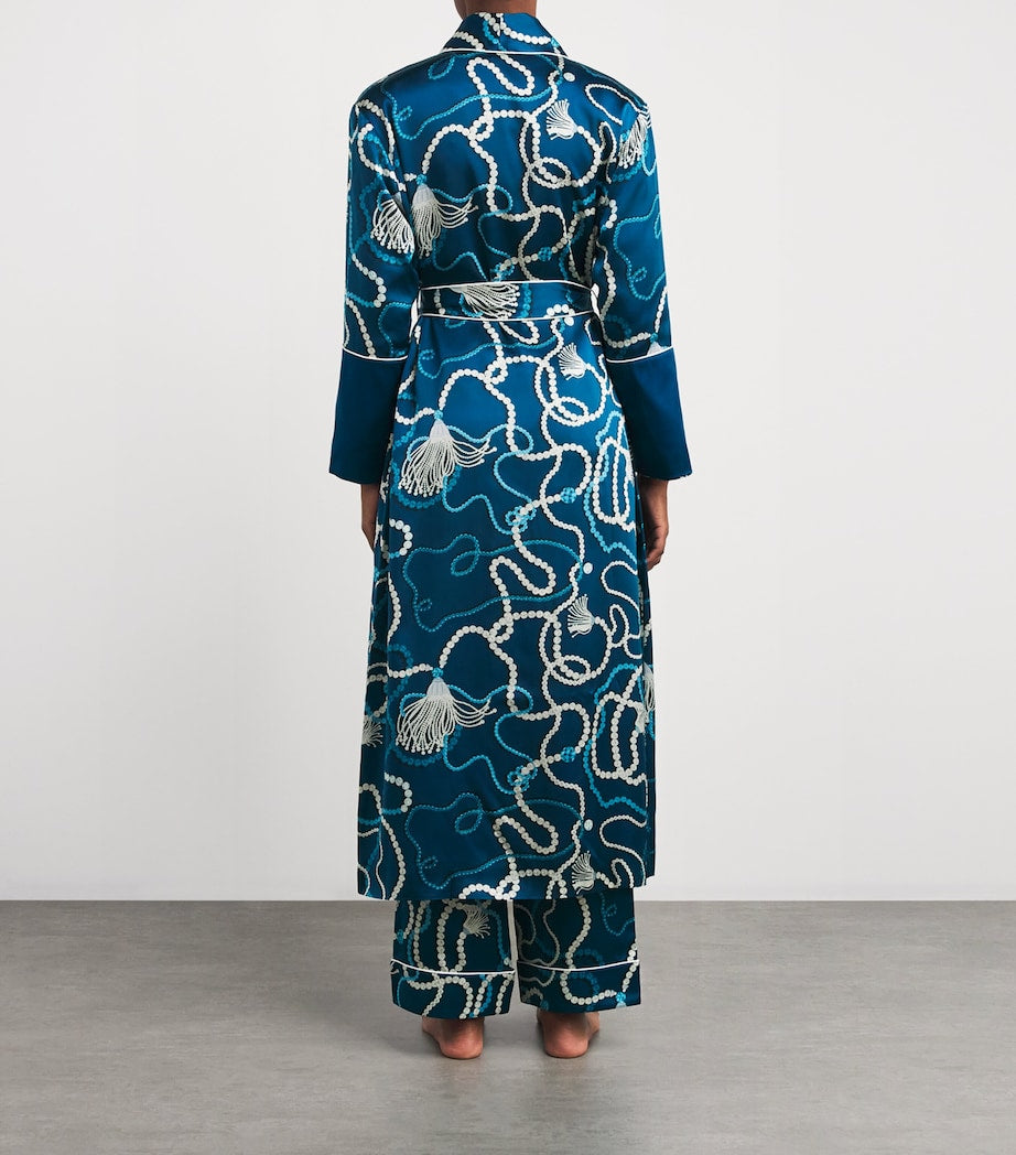 Olivia von Halle Blue Silk Capability Periwinkle Robe