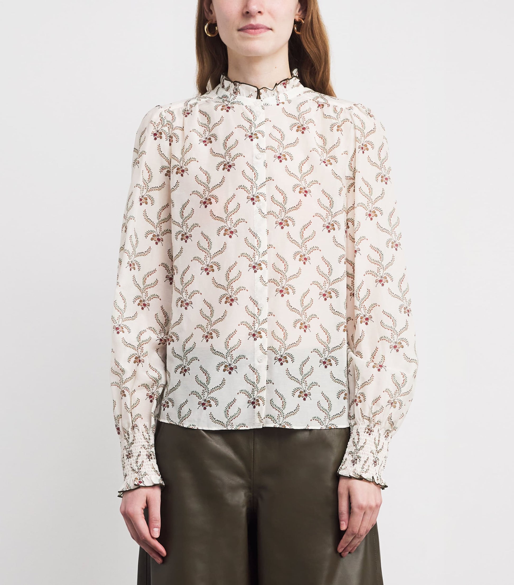 ME+EM Ivory Cotton-Silk Berry Print Blouse