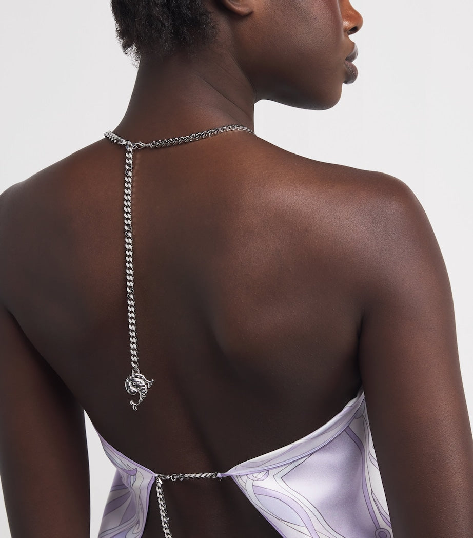 Purple Silk Chain-Tie Top