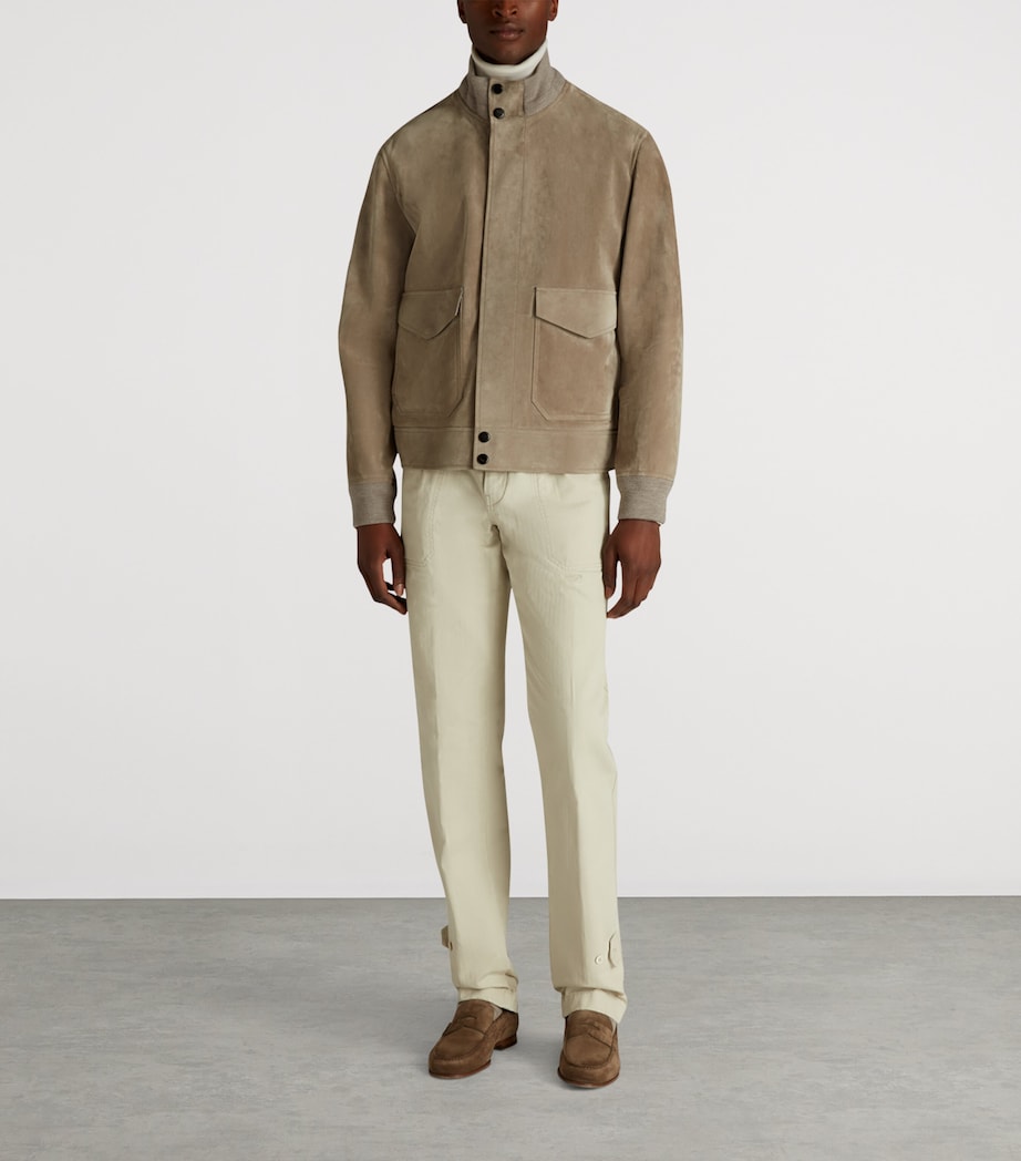 Dunhill Grey Suede Harrington Jacket