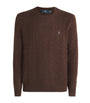 Brown Wool-Cashmere Cable-Knit Sweater