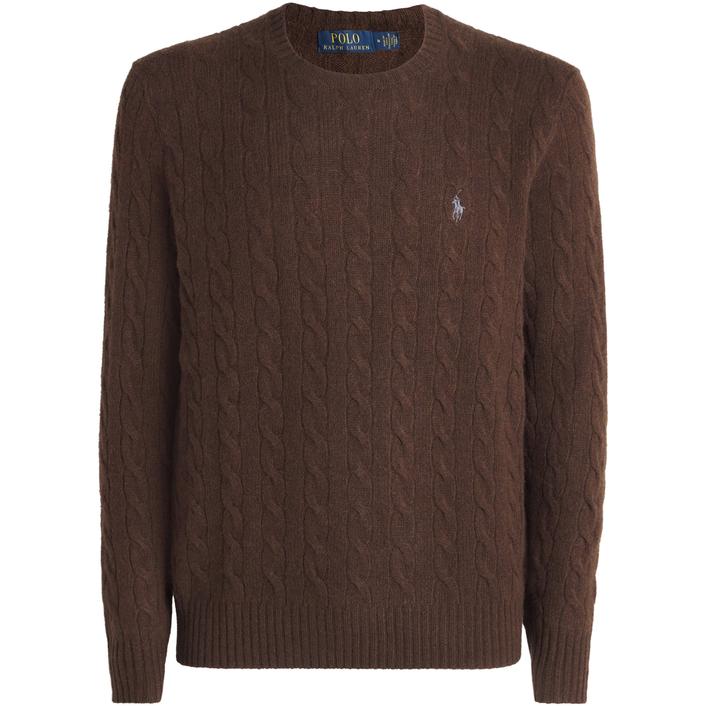 Brown Wool-Cashmere Cable-Knit Sweater