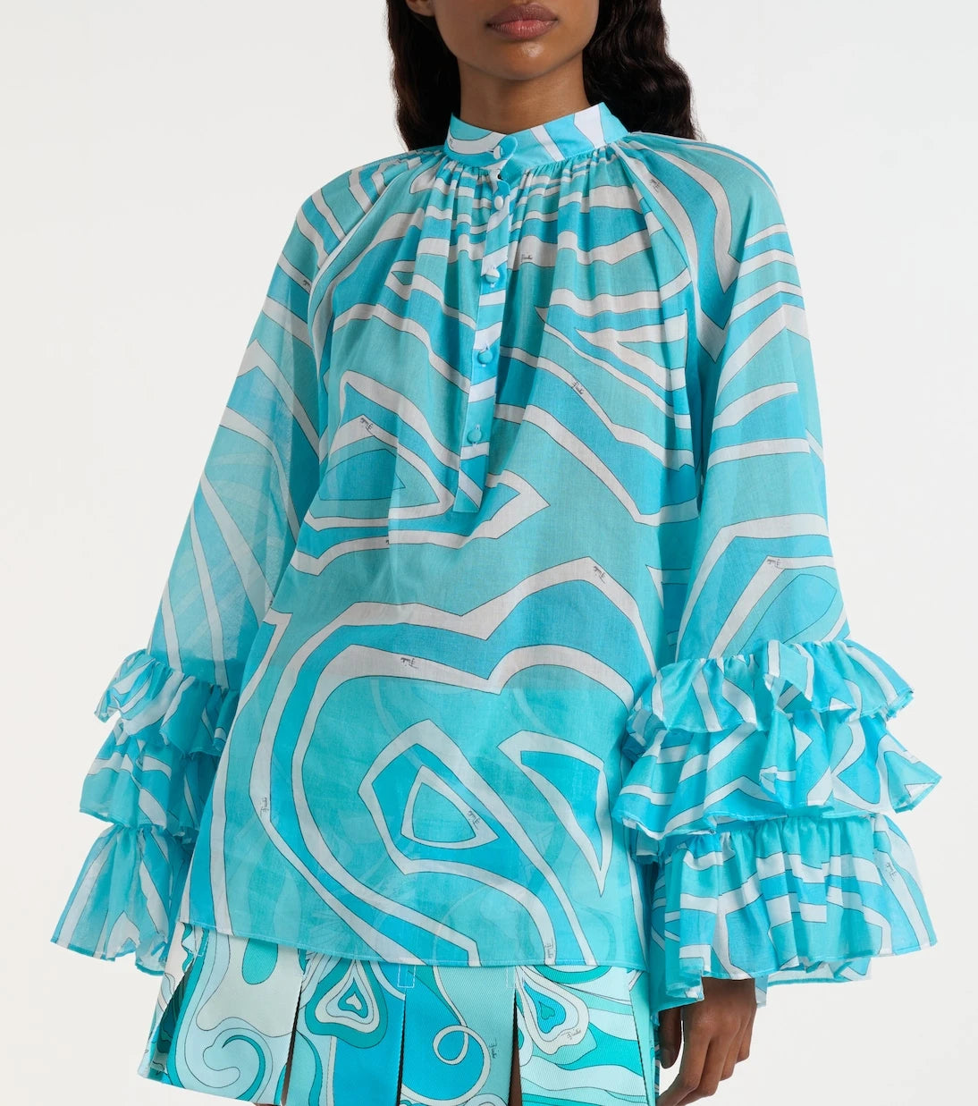 Pucci - Marmo ruffled cotton blouse