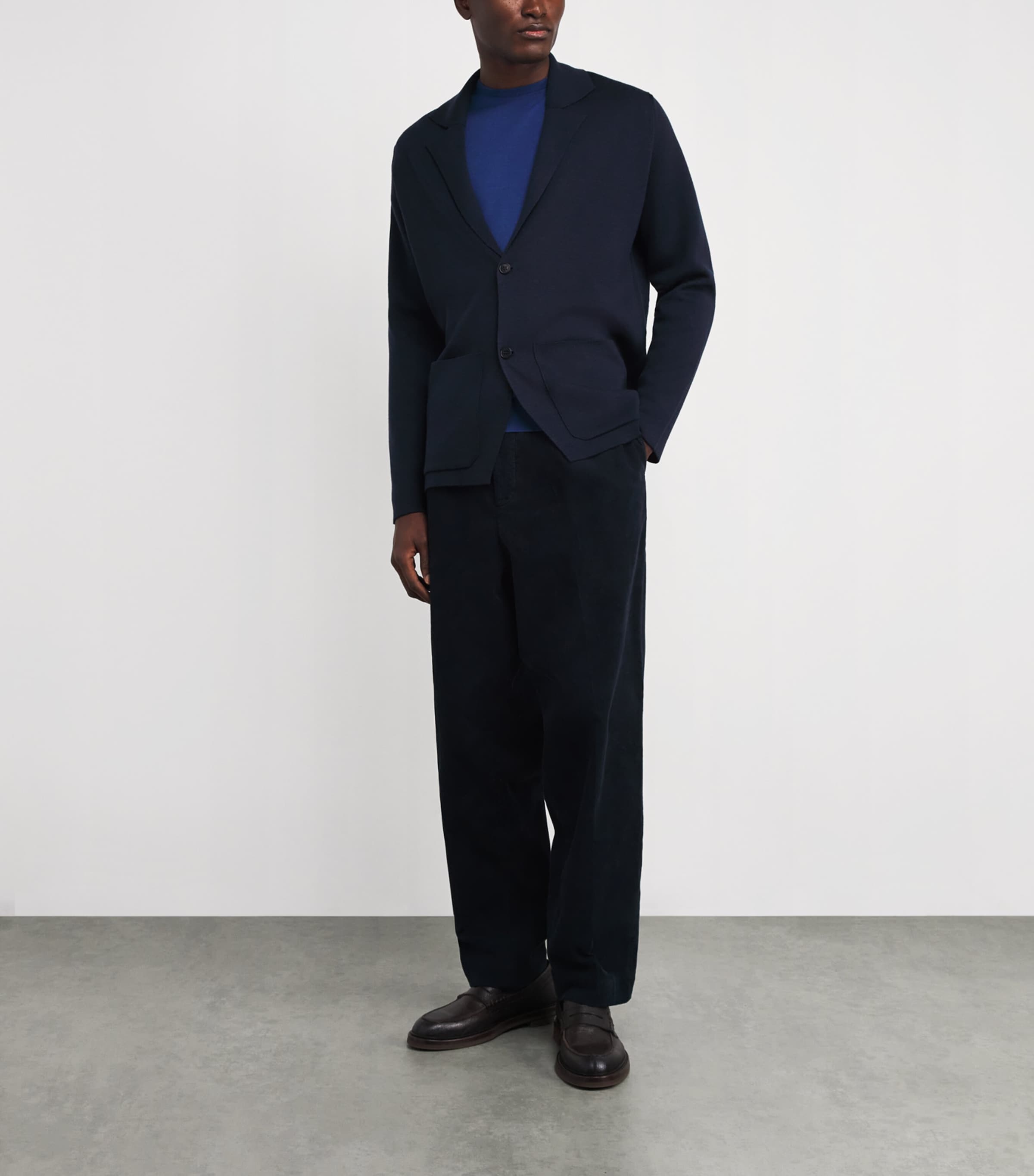 John Smedley Navy Merino Wool Autry Jacket