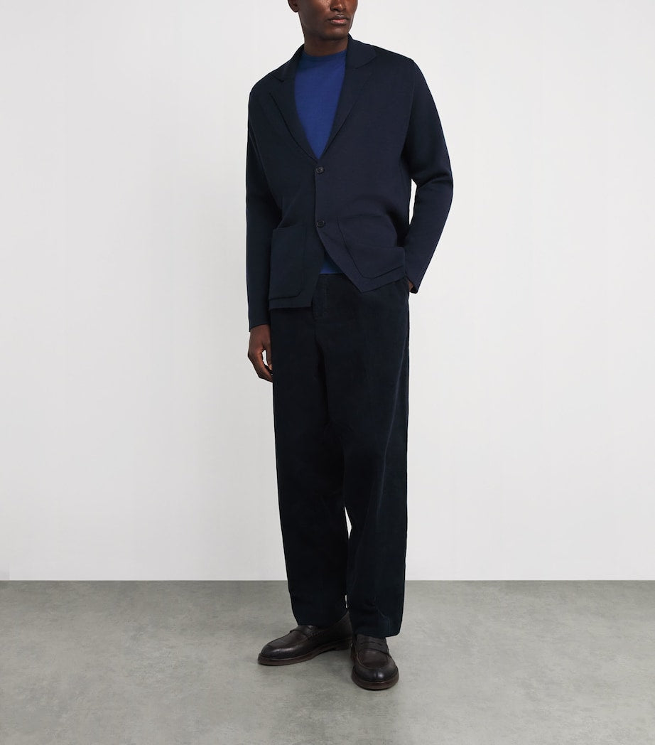 John Smedley Navy Merino Wool Autry Jacket