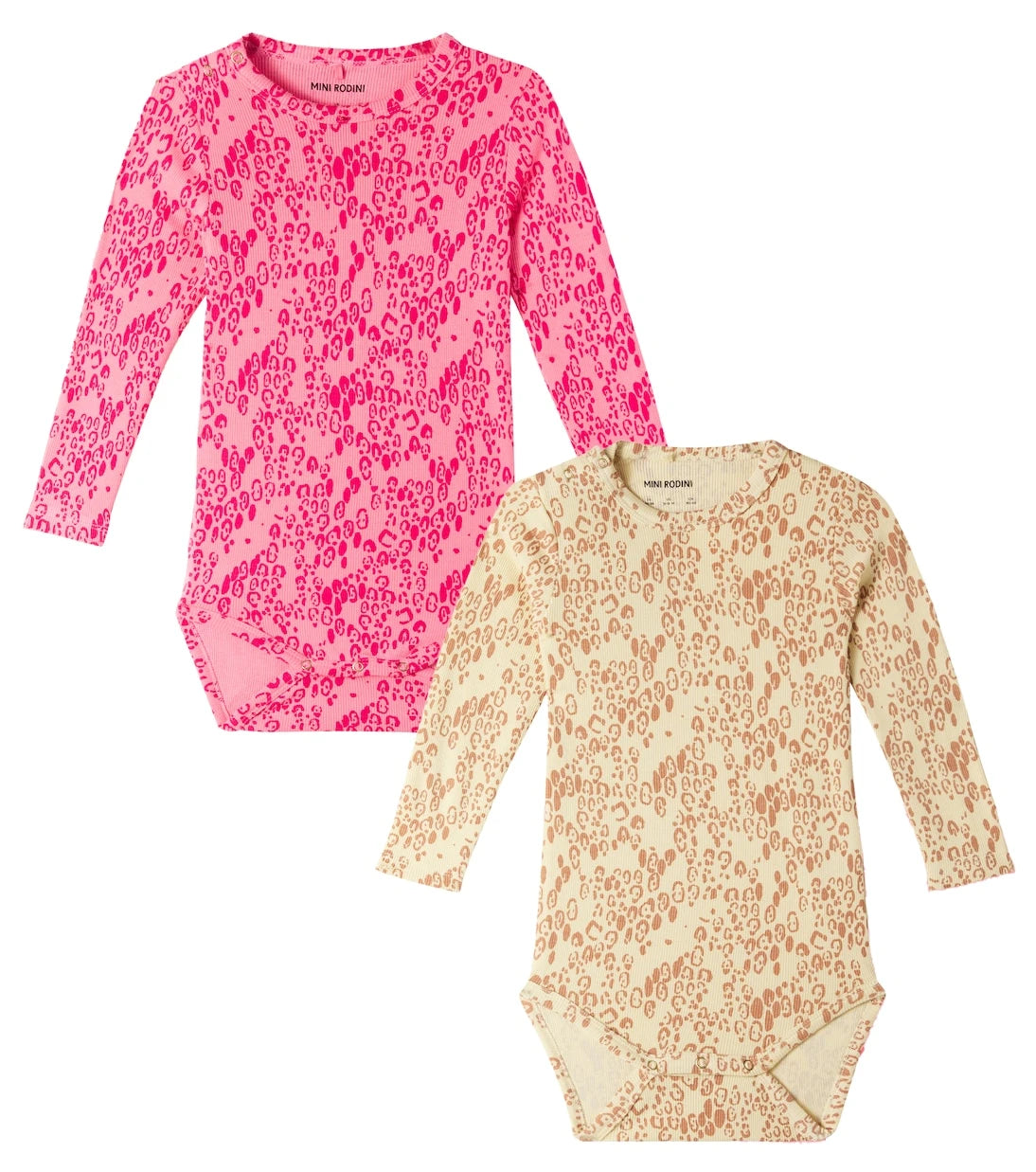Mini Rodini - Baby set of 2 leopard-print jersey bodysuits