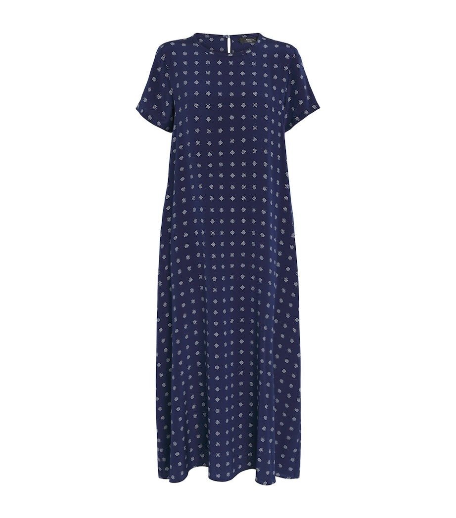 Weekend Max Mara Blue Silk Printed Maxi Dress