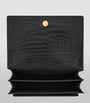 Saint Laurent Black Medium Sunset Croc-Embossed Shoulder Bag
