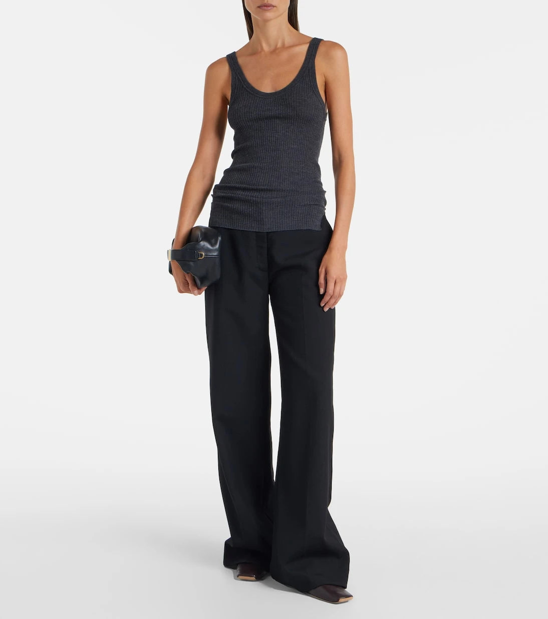 Calvin Klein Collection - توب Ella من الصوف المحبوك والمضلع