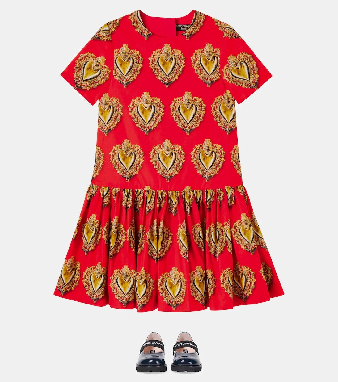 Dolce&Gabbana Kids - فستان من البوبلين القطني المطبوع