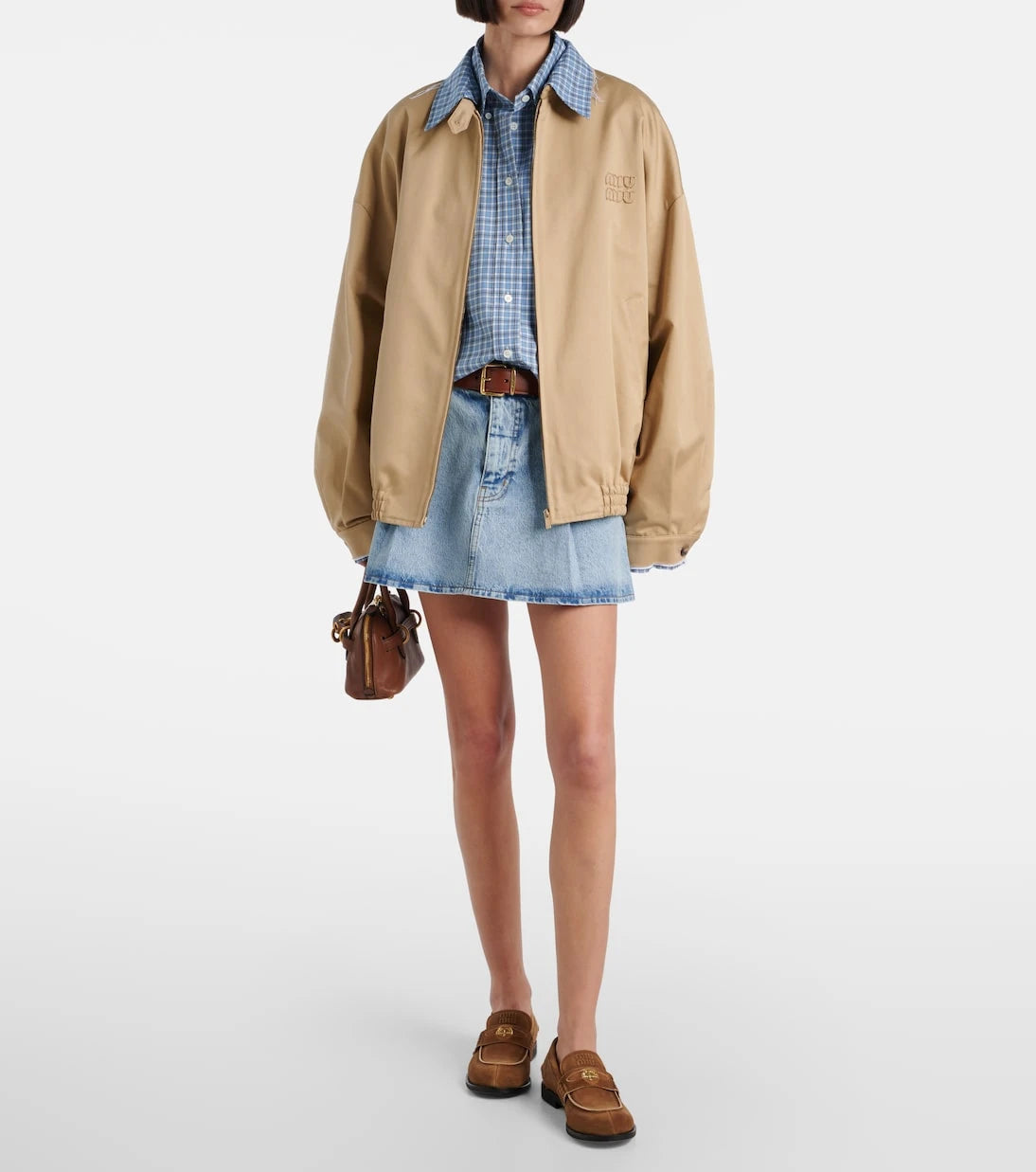Çerçeve - Pili detaylı denim mini etek
