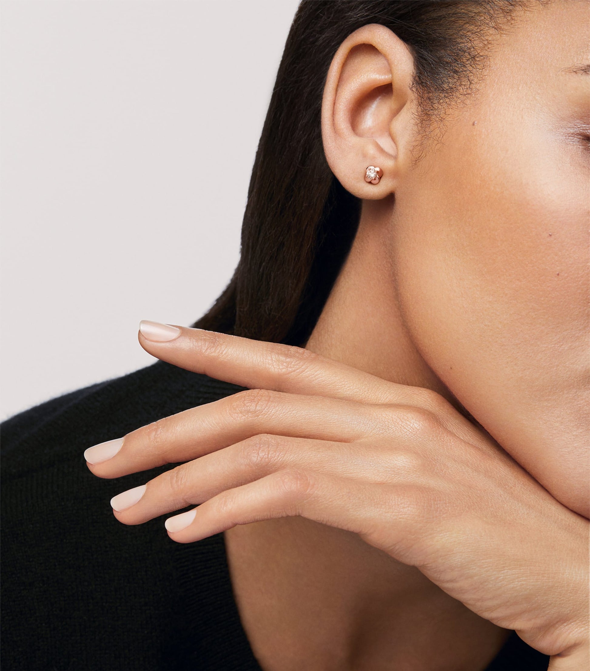 CHANEL Rose Gold and Diamond Camélia Single Earring