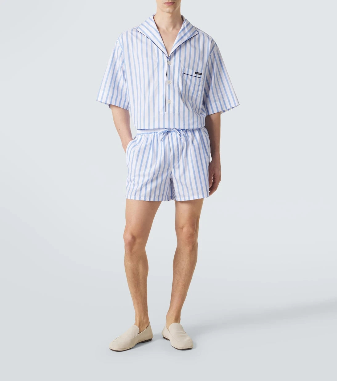 Dolce&Gabbana - Striped cotton and silk poplin shorts