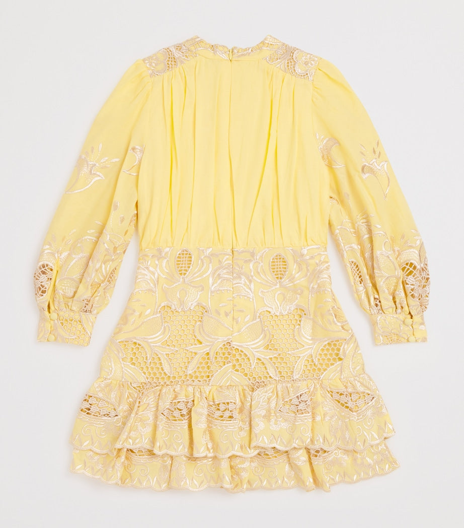 Cotton Embroidered Charm Mini Dress (3-16 Years) YELLOW
