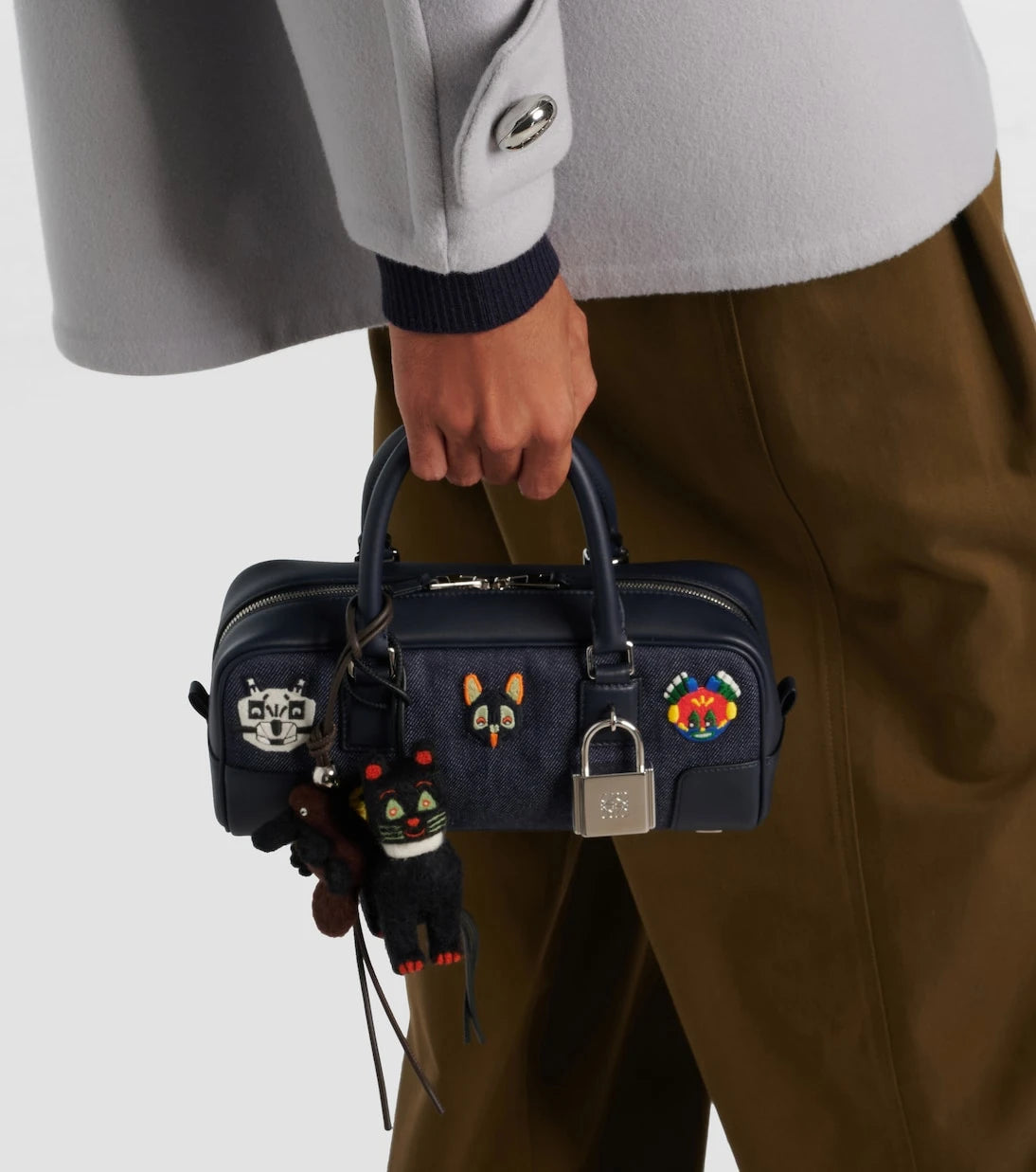 Loewe - x Louis Wain Cats leather-trimmed wool bag charm