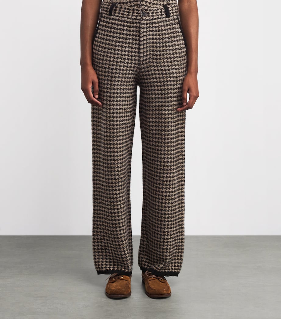Guest In Residence Brown Cashmere Houndstooth Tailored Trousers