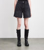 AGOLDE Black Denim Dame Wide-Leg Shorts