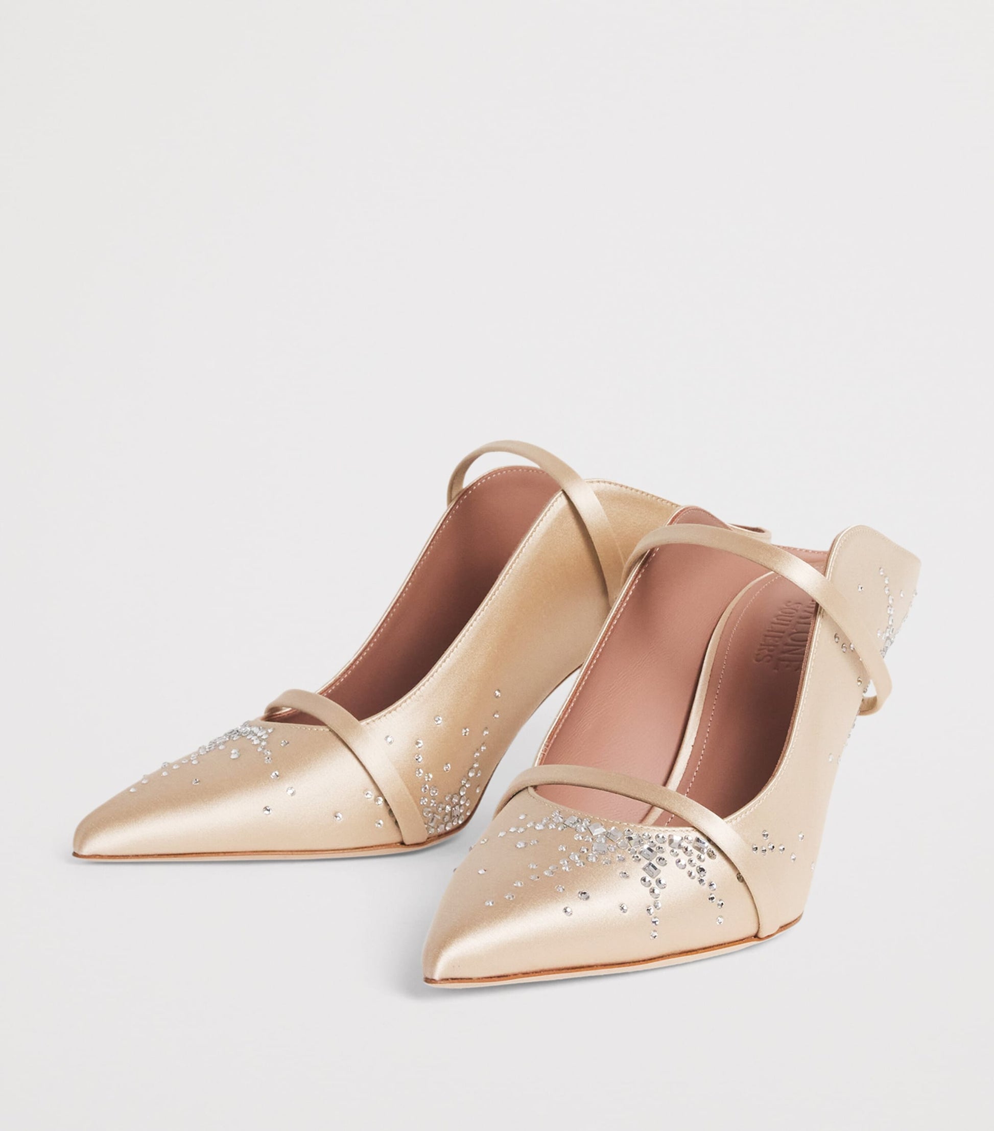 Satin Embellished Maureen Heeled Mules 70